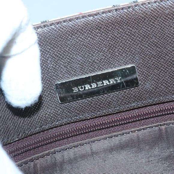 BURBERRY Nova Check Tote Bag Canvas Beige Silver Auth 132506