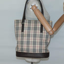BURBERRY Nova Check Tote Bag Canvas Beige Silver Auth 132506-23