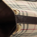 BURBERRY Nova Check Tote Bag Canvas Beige Silver Auth 132506-25