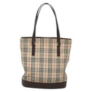 BURBERRY Nova Check Tote Bag Canvas Beige Silver Auth 132506-2