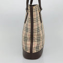 BURBERRY Nova Check Tote Bag Canvas Beige Silver Auth 132506-3