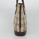 BURBERRY Nova Check Tote Bag Canvas Beige Silver Auth 132506-4