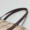 BURBERRY Nova Check Tote Bag Canvas Beige Silver Auth 132506-8