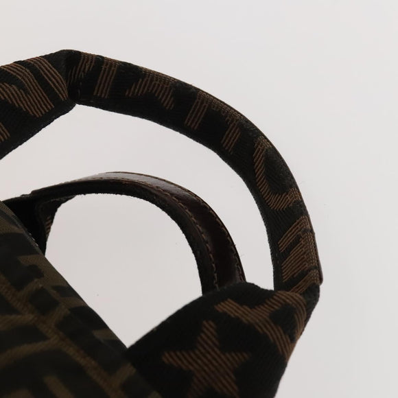 FENDI Zucca Canvas Hand Bag Leather 2Set Light Blue Black Brown Auth 132508