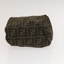 FENDI Zucca Canvas Hand Bag Leather 2Set Light Blue Black Brown Auth 132508-15