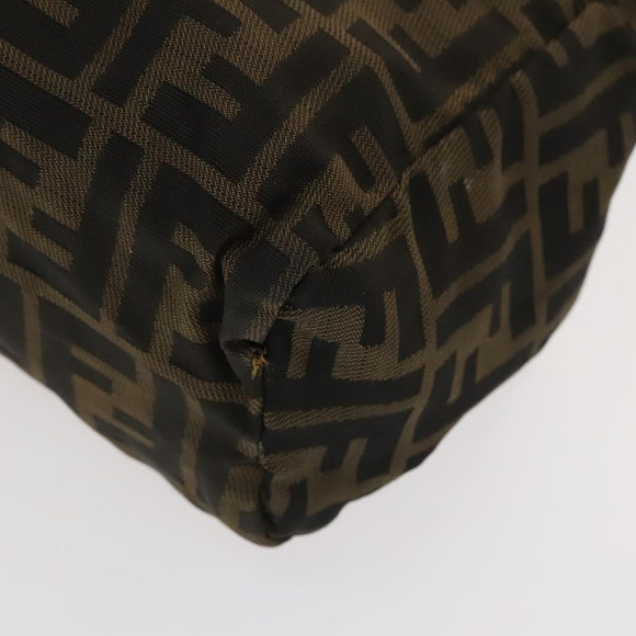 FENDI Zucca Canvas Hand Bag Leather 2Set Light Blue Black Brown Auth 132508