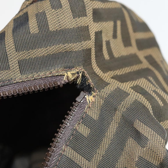 FENDI Zucca Canvas Hand Bag Leather 2Set Light Blue Black Brown Auth 132508