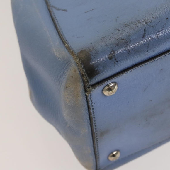 FENDI Zucca Canvas Hand Bag Leather 2Set Light Blue Black Brown Auth 132508