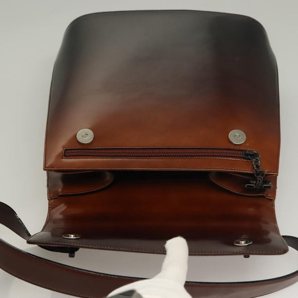 Salvatore Ferragamo Gancini Shoulder Bag Leather Brown Auth 132512