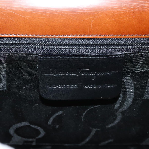 Salvatore Ferragamo Gancini Shoulder Bag Leather Brown Auth 132512