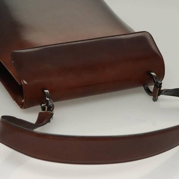 Salvatore Ferragamo Gancini Shoulder Bag Leather Brown Auth 132512