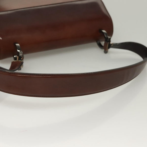 Salvatore Ferragamo Gancini Shoulder Bag Leather Brown Auth 132512