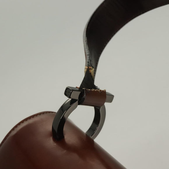 Salvatore Ferragamo Gancini Shoulder Bag Leather Brown Auth 132512