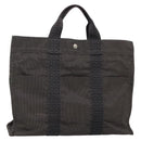 HERMES Her Line MM Tote Bag Canvas Gray Silver Auth 132513-1