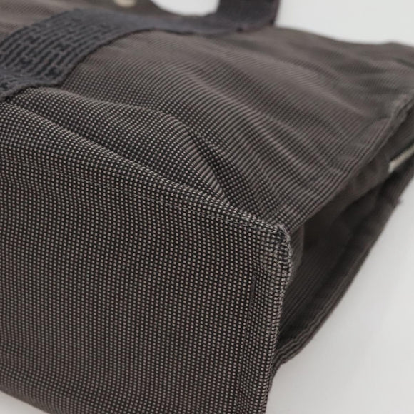 HERMES Her Line MM Tote Bag Canvas Gray Silver Auth 132513