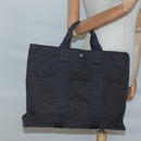 HERMES Her Line MM Tote Bag Canvas Gray Silver Auth 132513-19