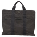 HERMES Her Line MM Tote Bag Canvas Gray Silver Auth 132513-13