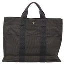 HERMES Her Line MM Tote Bag Canvas Gray Silver Auth 132513-2