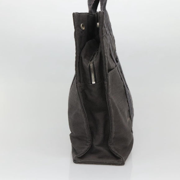 HERMES Her Line MM Tote Bag Canvas Gray Silver Auth 132513