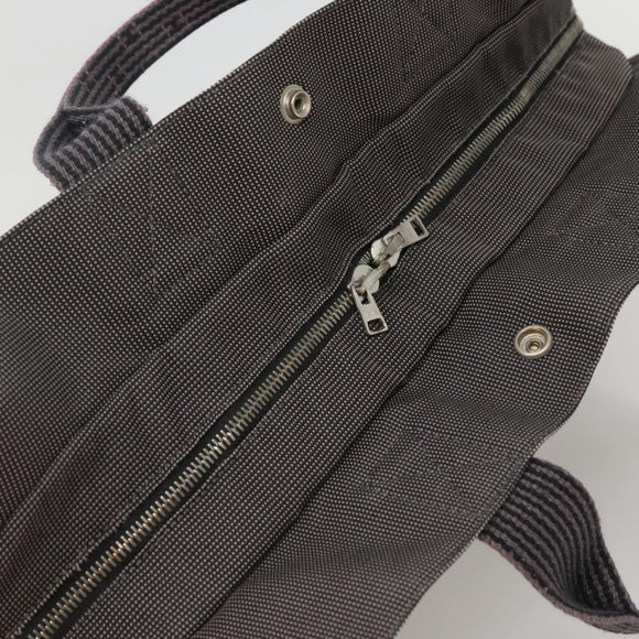 HERMES Her Line MM Tote Bag Canvas Gray Silver Auth 132513