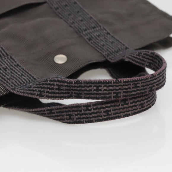 HERMES Her Line MM Tote Bag Canvas Gray Silver Auth 132513