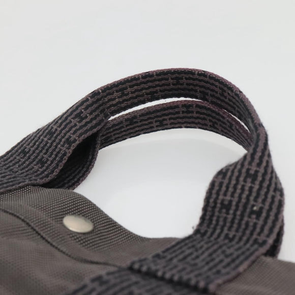 HERMES Her Line MM Tote Bag Canvas Gray Silver Auth 132513