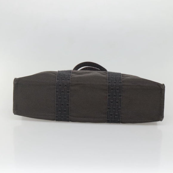 HERMES Her Line MM Tote Bag Canvas Gray Silver Auth 132513