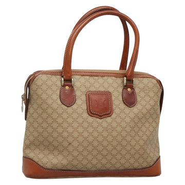 CELINE Macadam Canvas Hand Bag PVC Leather Beige Gold Auth 132516