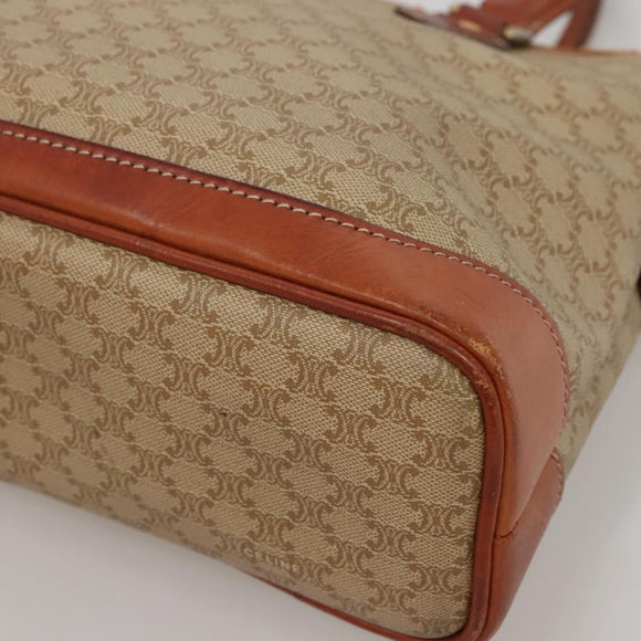CELINE Macadam Canvas Hand Bag PVC Leather Beige Gold Auth 132516