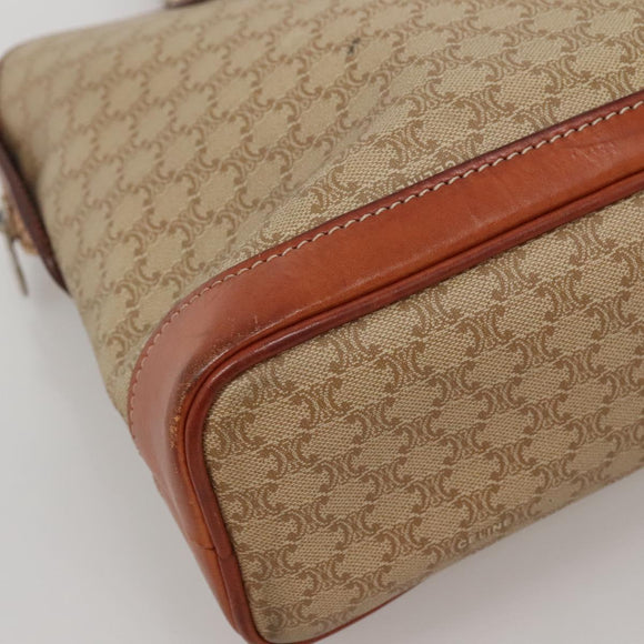CELINE Macadam Canvas Hand Bag PVC Leather Beige Gold Auth 132516