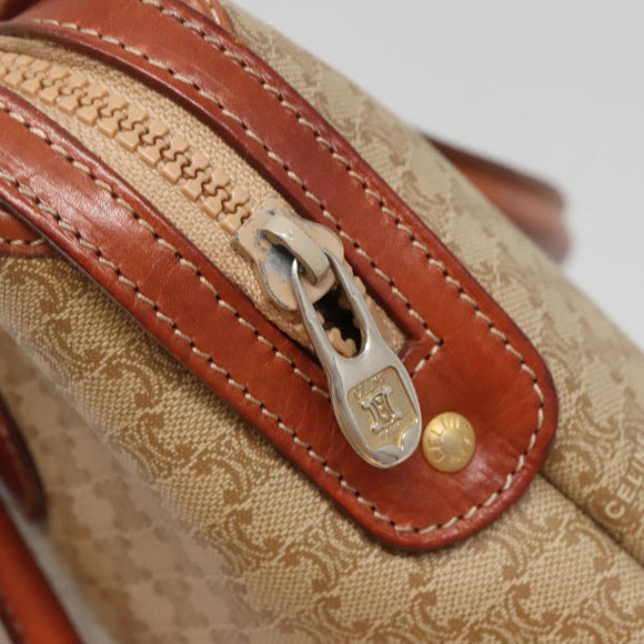 CELINE Macadam Canvas Hand Bag PVC Leather Beige Gold Auth 132516