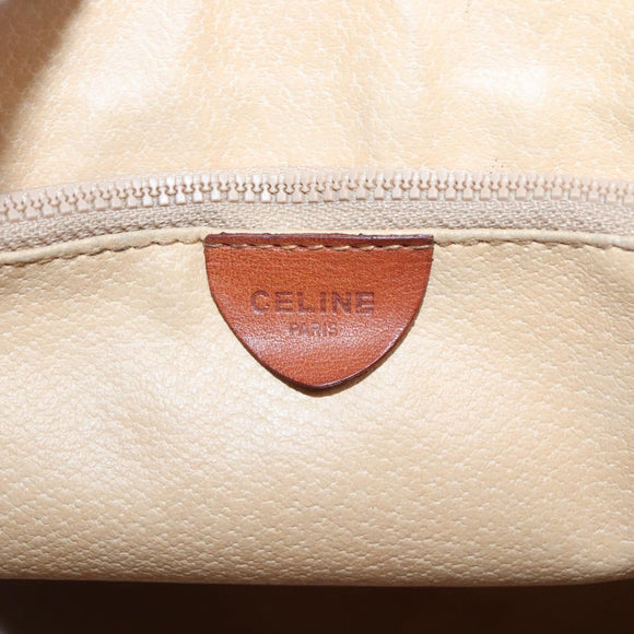 CELINE Macadam Canvas Hand Bag PVC Leather Beige Gold Auth 132516
