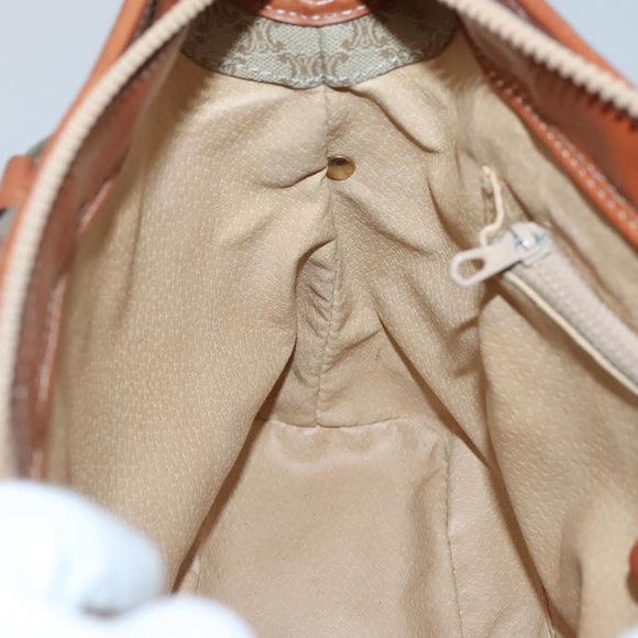 CELINE Macadam Canvas Hand Bag PVC Leather Beige Gold Auth 132516