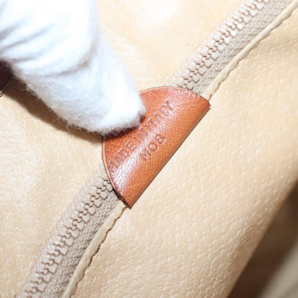 CELINE Macadam Canvas Hand Bag PVC Leather Beige Gold Auth 132516