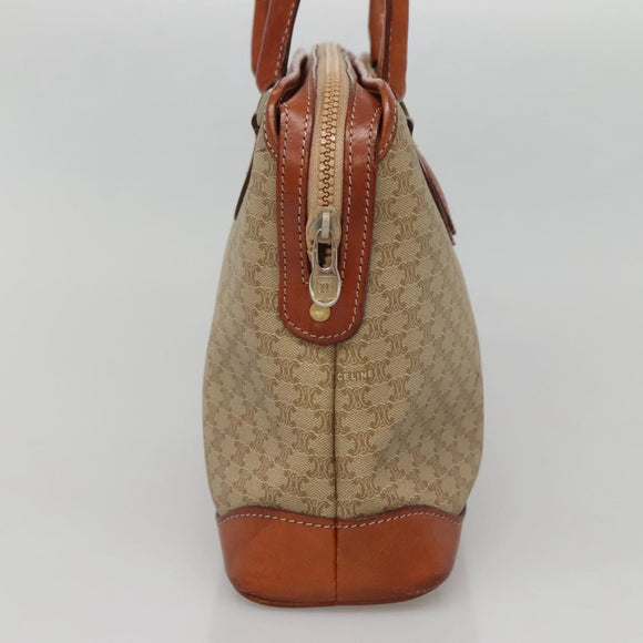 CELINE Macadam Canvas Hand Bag PVC Leather Beige Gold Auth 132516