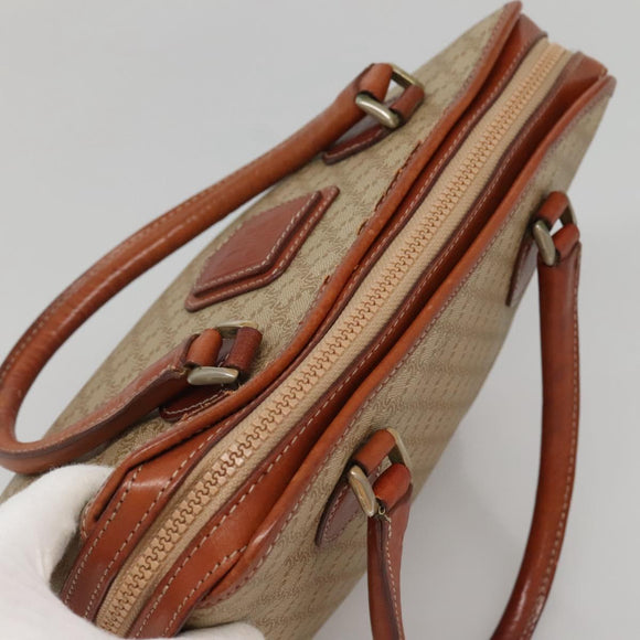 CELINE Macadam Canvas Hand Bag PVC Leather Beige Gold Auth 132516