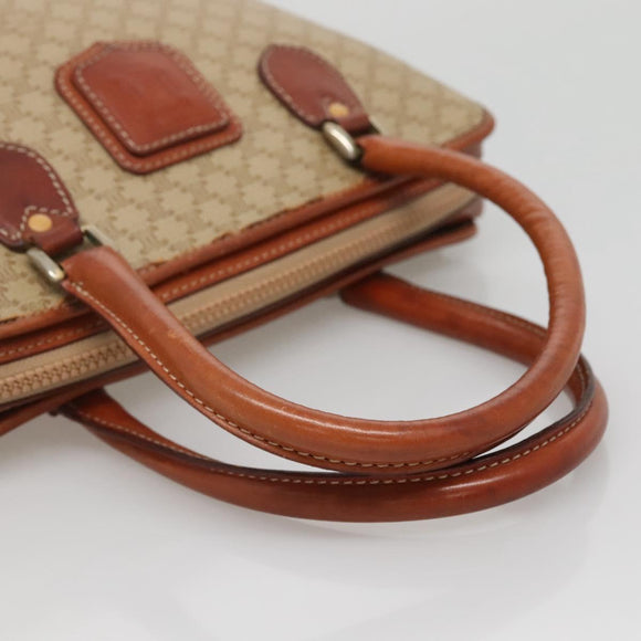 CELINE Macadam Canvas Hand Bag PVC Leather Beige Gold Auth 132516