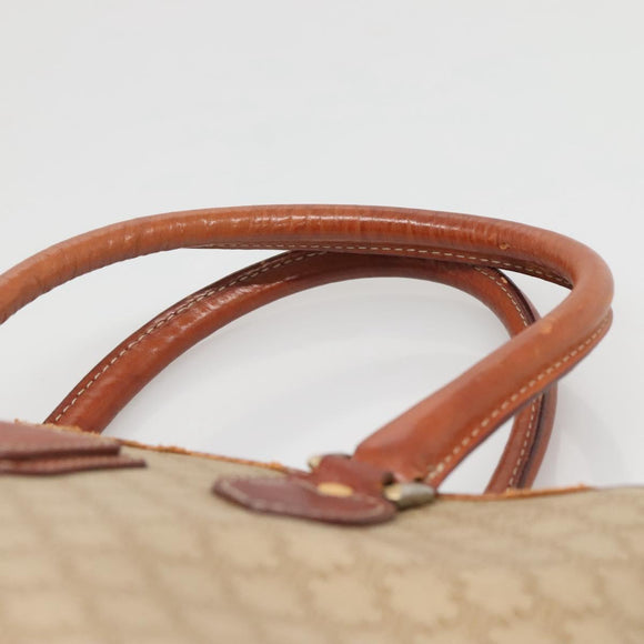 CELINE Macadam Canvas Hand Bag PVC Leather Beige Gold Auth 132516