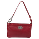 CELINE Accessory Pouch Leather Red Silver Auth 132517-1