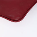 CELINE Accessory Pouch Leather Red Silver Auth 132517-10