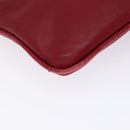 CELINE Accessory Pouch Leather Red Silver Auth 132517-11