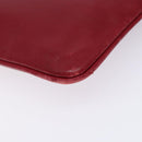 CELINE Accessory Pouch Leather Red Silver Auth 132517-12
