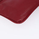 CELINE Accessory Pouch Leather Red Silver Auth 132517-13