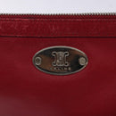 CELINE Accessory Pouch Leather Red Silver Auth 132517-14