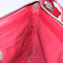 CELINE Accessory Pouch Leather Red Silver Auth 132517-18