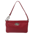 CELINE Accessory Pouch Leather Red Silver Auth 132517-2