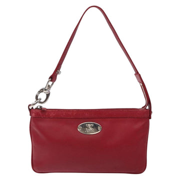 CELINE Accessory Pouch Leather Red Silver Auth 132517 - 0