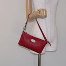 CELINE Accessory Pouch Leather Red Silver Auth 132517-22