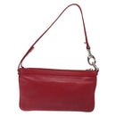 CELINE Accessory Pouch Leather Red Silver Auth 132517-3