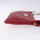 CELINE Accessory Pouch Leather Red Silver Auth 132517-4